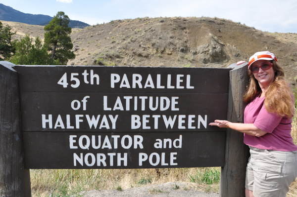 Karen Duquette at the 45th Parallel in Yellowstone 2009